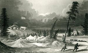 エドワードフランシスフィンデン（1791-1857）によって刻まれたフォートフランクリンの冬景色（1828年5月） 作： George Back